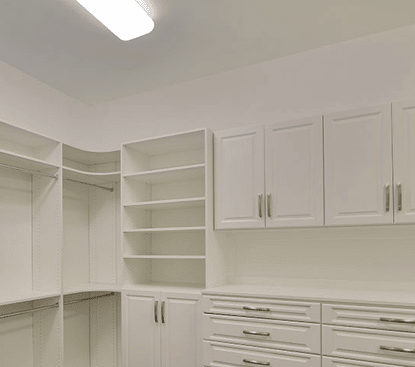 white modern walk in closet- custom design